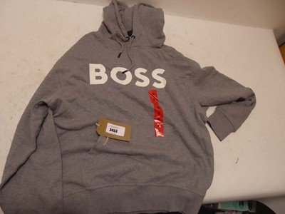 Lot 3453 - Boss hoodie in grey size Medium (hanging)