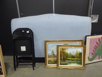 Lot 5203 - 6ft blue fabric headboard