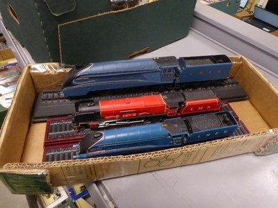 Lot 2215 - Three model trains on plinths, A4 Class...