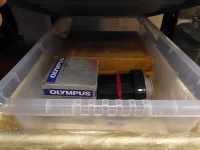 Lot 2243 - Two boxes containing various camera and...