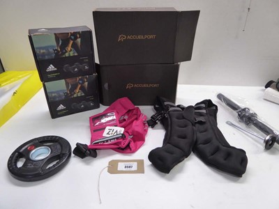 Lot 3587 - 2 sets Adidas 3kg dumbbells, 2 Accueilport...