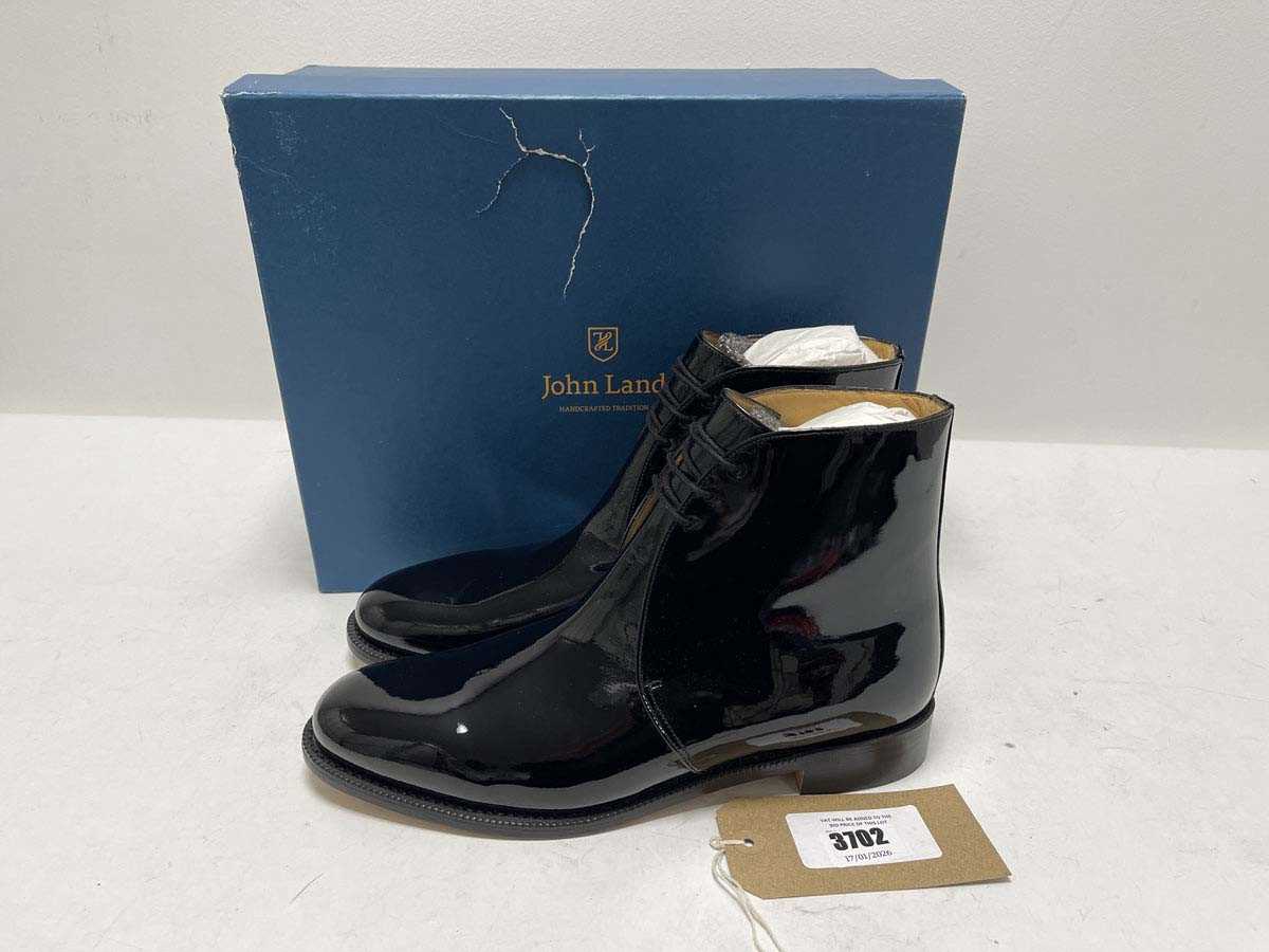 Lot 3702 - John Land george boots in patent black size...