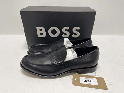 Lot 3706 - Hugo Boss tayil loafers in black size UK11 -...