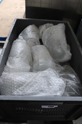 Lot 1106 - Large plastic crate containing glass water jugs