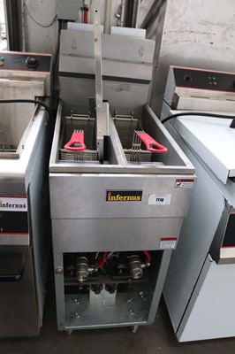 Lot 1116 - 40cm Gas Infernus twin tank fryer with two...
