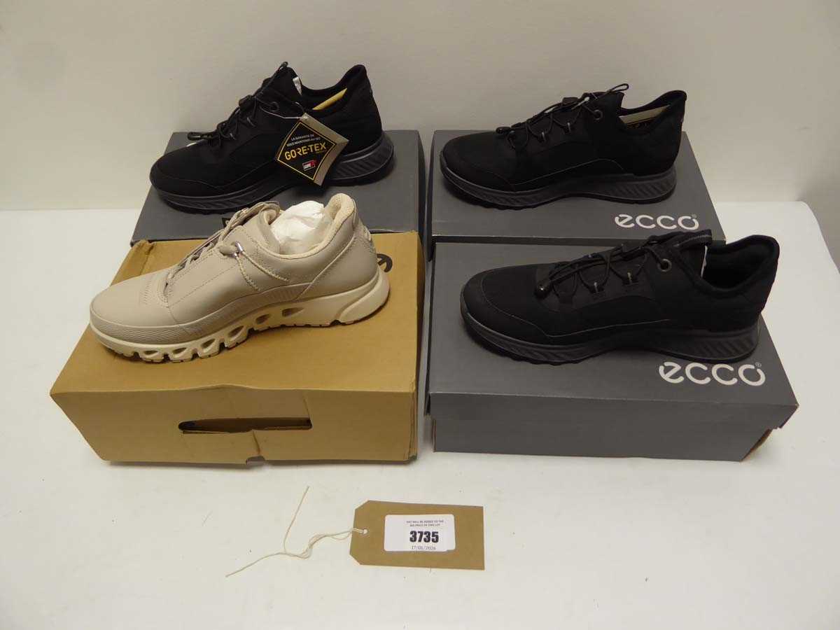 Lot 3735 - 4x Boxed pairs of Ecco shoes in various styles...