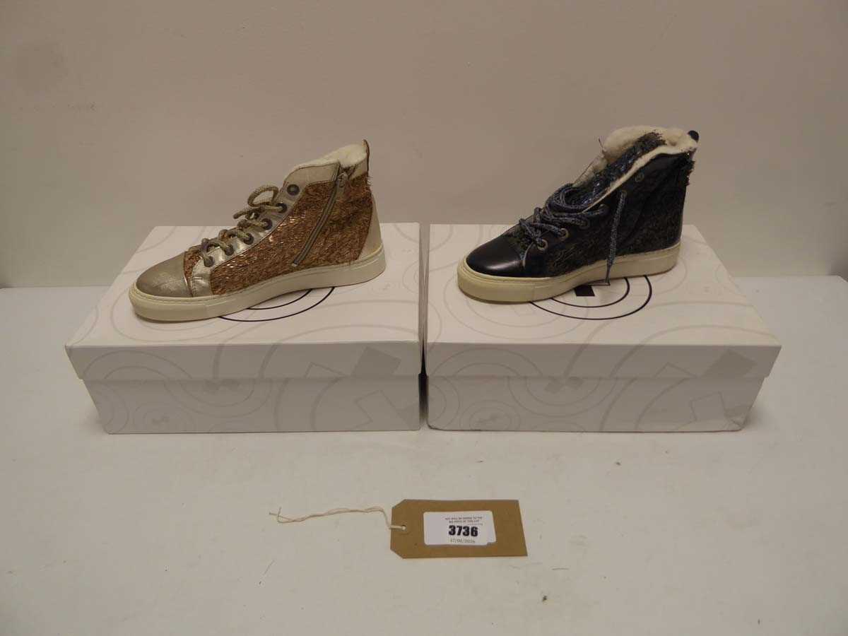 Lot 3736 - 2x Boxed pairs of Gino-b trainers - size unknown