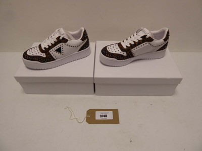Lot 3740 - 2x Boxed pairs of Guess leopa trainers sizes...