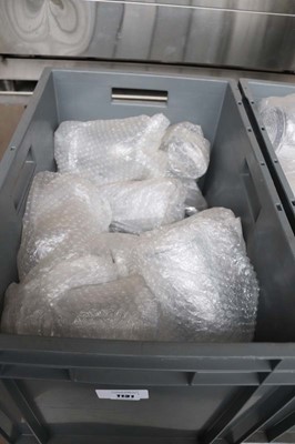 Lot 1131 - Plastic stacking crate containing glass water...