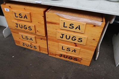 Lot 1140 - Four wooden crates containing jugs