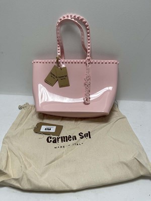 Lot 3758 - Carmen Sol pink studded jelly tote bag with...