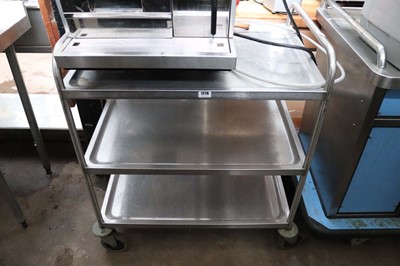 Lot 1216 - 85cm stainless steel three tier mobile trolley