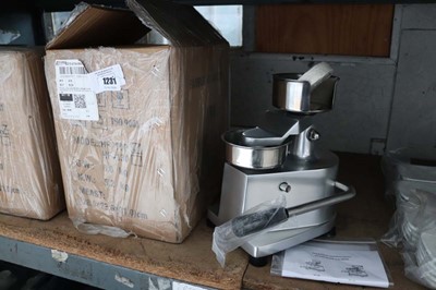 Lot 1231 - Model HF-100 hand operated hamburger press...