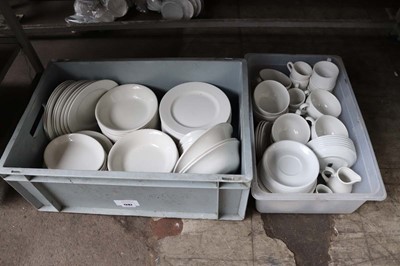 Lot 1287 - Two plastic crates containing gravy boats,...