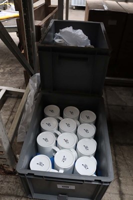 Lot 1296 - Three stacking crates containing various mugs