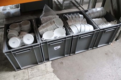 Lot 1303 - Four plastic stacking crates containing a...