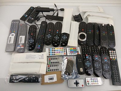 Lot 2402 - Bag of assorted remote controls and Fire Tv...