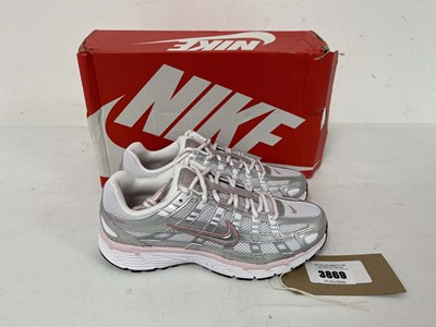 Lot 3869 - Nike P-6000 trainers in silver / pink size UK4...