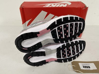 Lot 3869 - Nike P-6000 trainers in silver / pink size UK4...