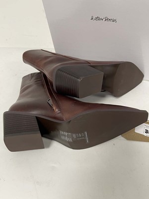 Lot 3885 - & Other Stories dark beige high heel boots...
