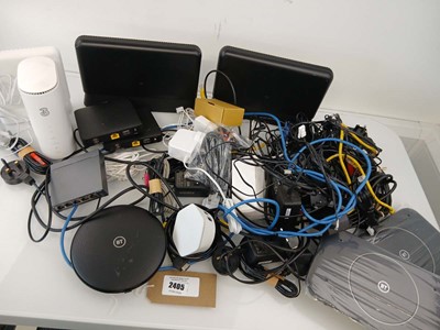 Lot 2405 - Bag of assorted BT & 3 routers, TV boxes,...
