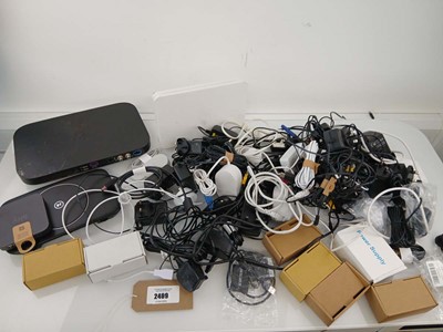 Lot 2409 - Bag of Sky, BT & other routers, PSU, cables, etc.