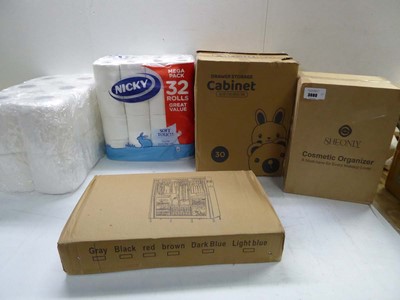 Lot 3680 - Cosmetic organizer, Fabric flat pack wardrobe,...