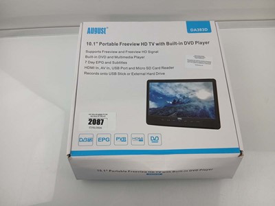 Lot 2087 - Boxed August DA383D 10.1" portable Freeview HD...