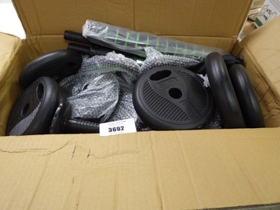 Lot 3692 - Adjustable up to 20kg dumbbell set