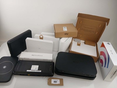 Lot 2421 - Bag of Sky & other Hubs, Routers & TV Box Pro