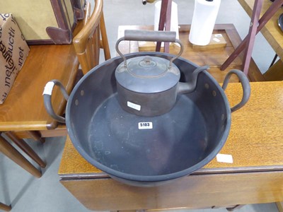 Lot 5103 - Copper preserve pan plus a kettle
