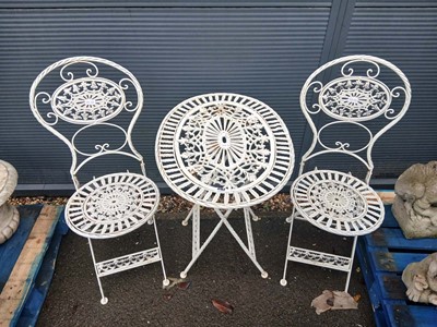 Lot 4162 - Metal outdoor garden set to include table and...