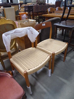 Lot 5113 - Pair of strung seated dining chairs