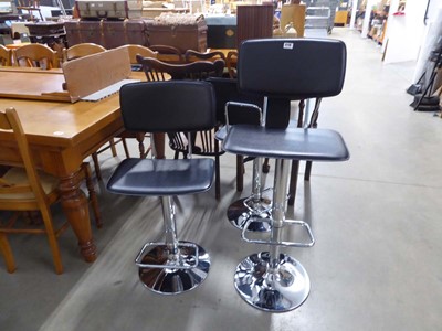 Lot 5116 - 3 swivel chrome counter chairs