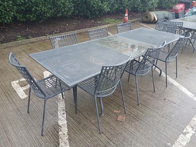 Lot 4169 - Metal outdoor garden table with matching...