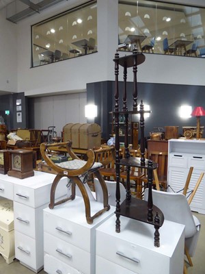 Lot 5126 - X-shaped stool plus a reproduction 4 tier what-...