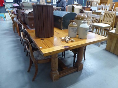 Lot 5141 - Large pine dining table approx. 9ft