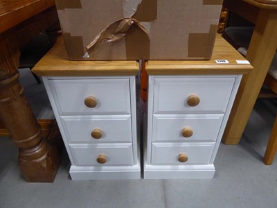 Lot 5146 - Pair of cream painted 3 drawer bedside cabinets