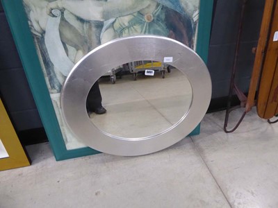 Lot 5031 - Oval mirror in silver painted frame
