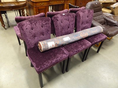Lot 5154 - 6 purple fabric button back dining chairs