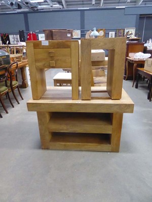 Lot 5161 - Rustic pine coffee table with shelves under...