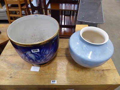 Lot 5176 - 2 blue glazed plant pots