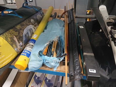 Lot 4215 - Selection of pool cues to include Riley,...