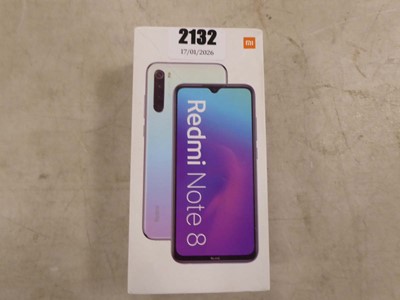 Lot 2132 - Boxed Redmi note 8 mobile phone, 4GB RAM, 64GB...