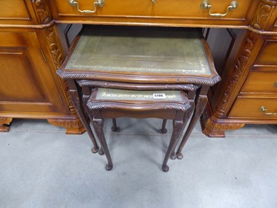 Lot 5190 - Nest of 3 tables with leather surfaces