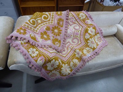 Lot 5194 - Pink and yellow floral pattern woolen mat