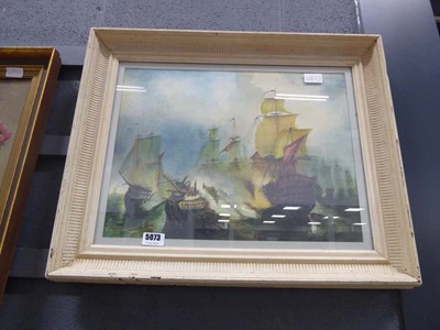 Lot 5073 - Framed and glazed print, sea battle