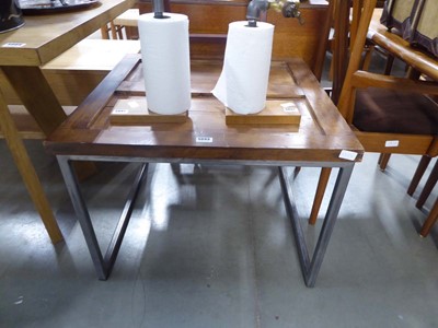 Lot 5093 - Rustic pine table on metal base