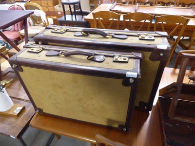 Lot 5094 - 2 vintage leather and suede suitcases