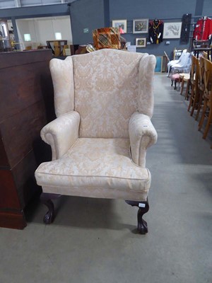 Lot 5098 - Floral upholstered Georgian wingback armchair